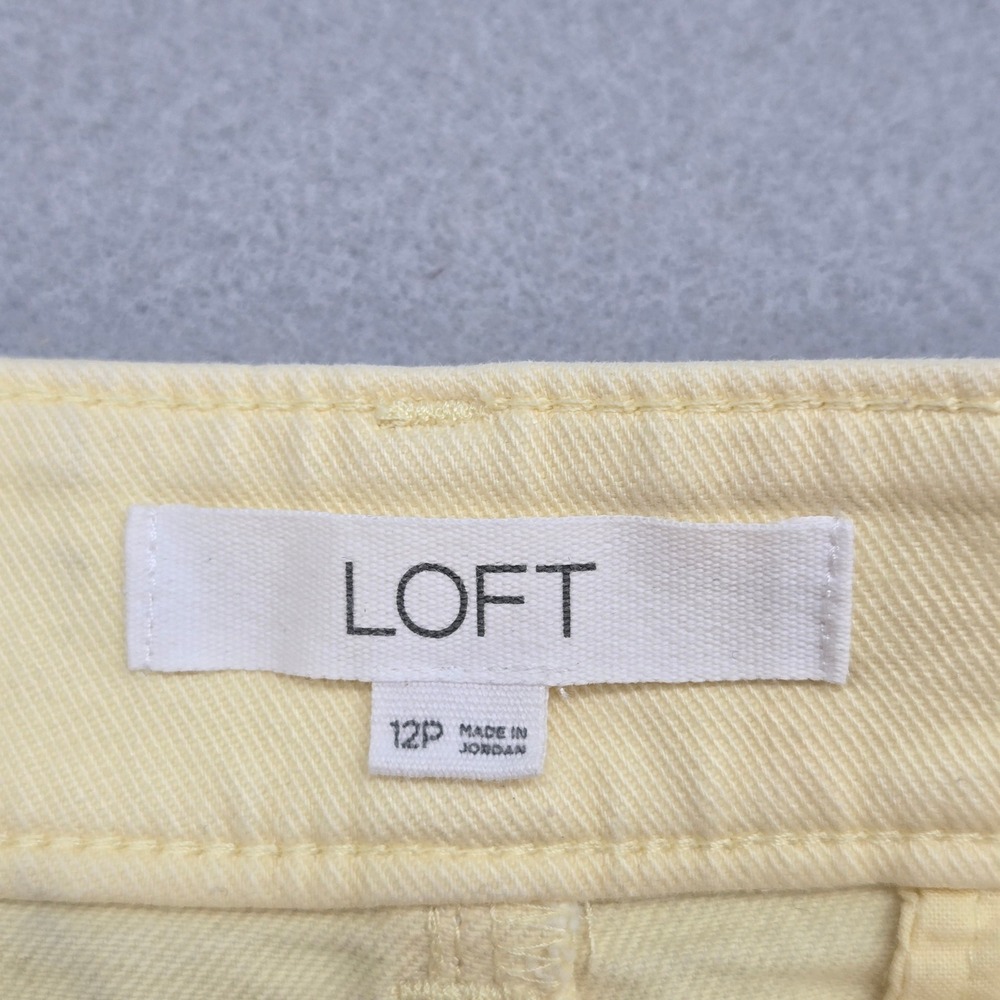 Loft Palmer Wide Leg Crop Pants Yellow Pastel Denim Utility‎ Capris Size 12P EUC - Picture 6 of 11